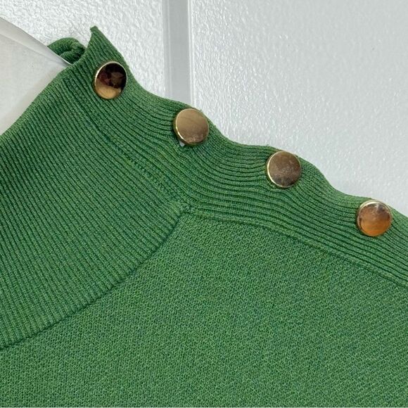 Ann Taylor Green Knit Sweater Dress with Gold Buttons – Size Small - Picture 3 of 8